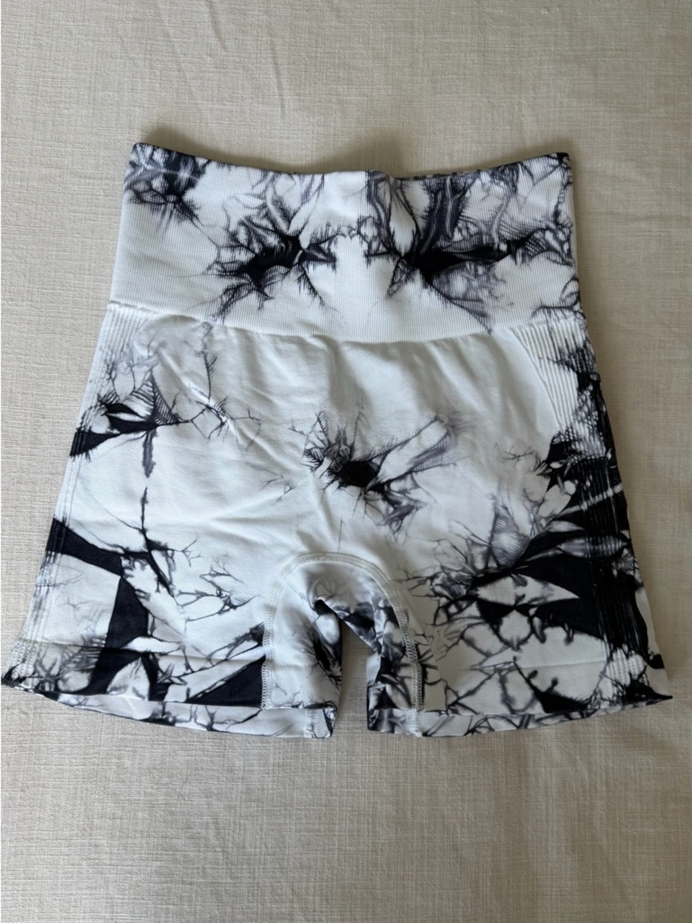Amazon Women’s High-Waist Black & White Tie-Dye Bike Shorts